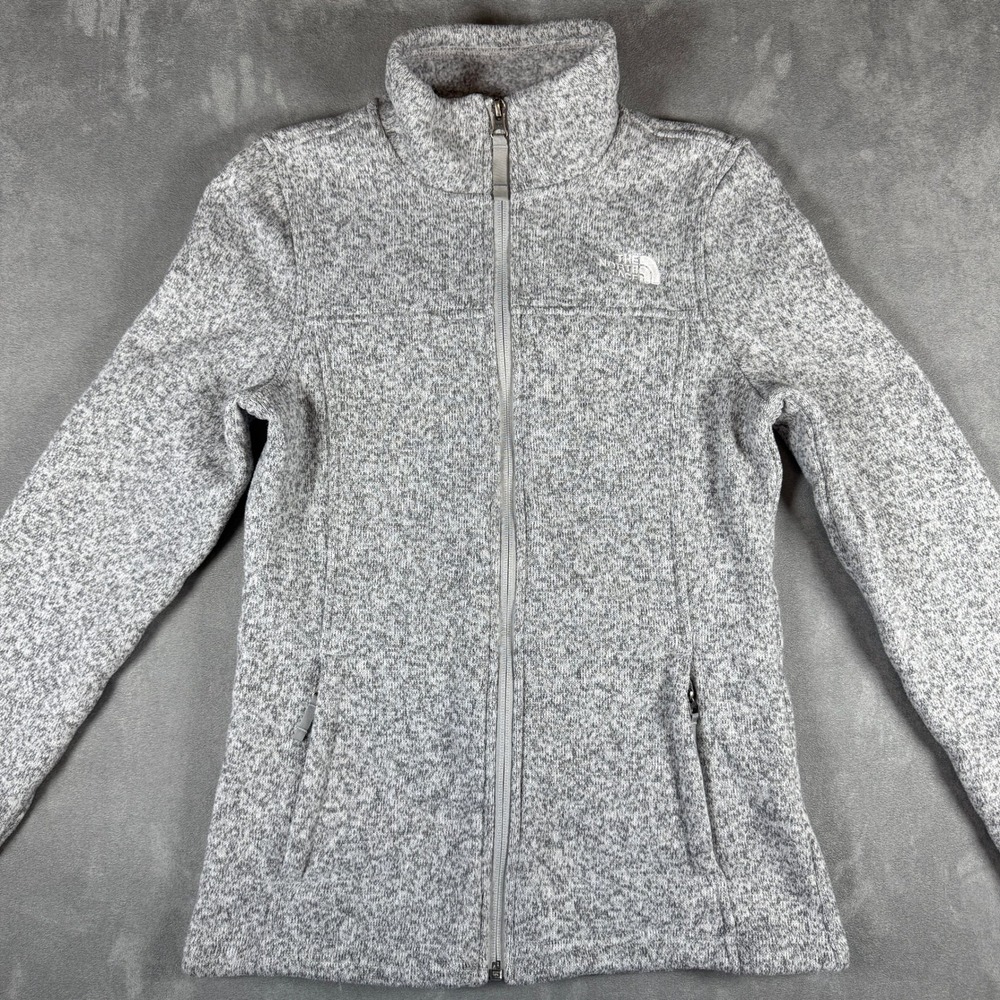The North Face Womens XS Gray Crescent Full Zip Sweater Fleece Jacket Mock Neck